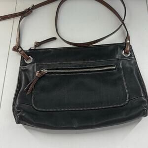 BORSELA HOBO Leather Crossbody Bag Black 12 x 9